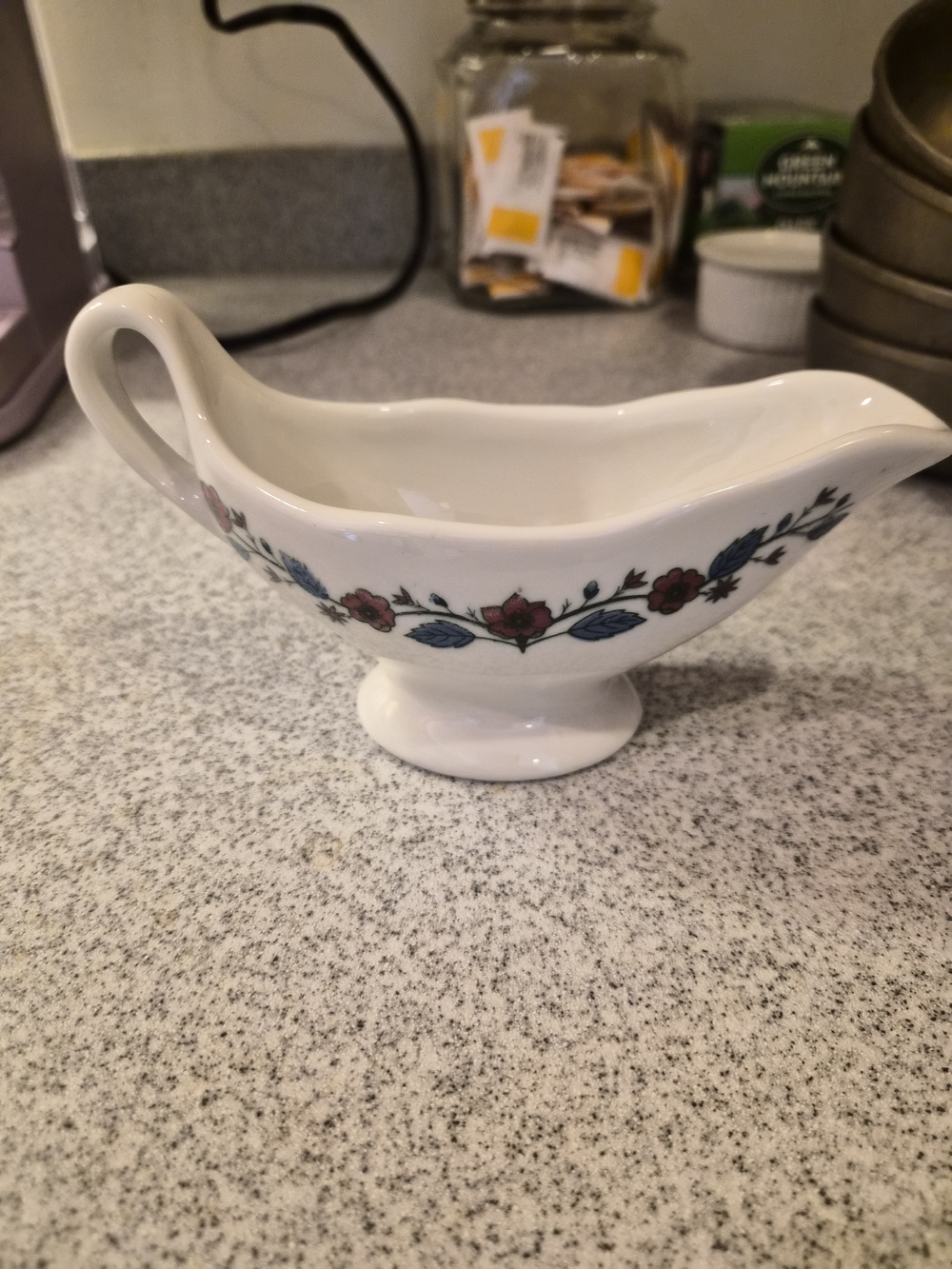 Vintage Jackson China Falls Creek PA Floral Gravy Boat / Sauce Pitcher